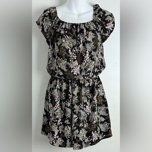 NAILA Black Dress with Pink and White Floral Design